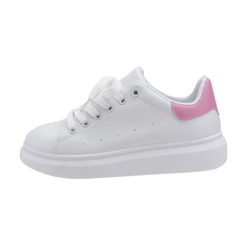 FOMIYES Damen Sneaker mit Dicker Sohle Atmungsaktive Sportschuhe Leichte Freizeit Board Schuhe Erhöhte Laufschuhe für Schüler Komfortabel und Langlebig Weiß von FOMIYES