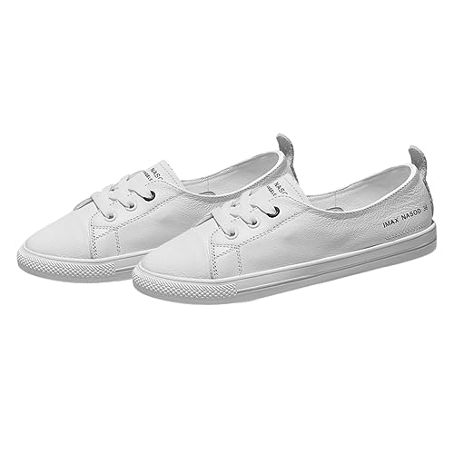 FOMIYES Damen Sneakers Weiß Slip Flache Sommerschuhe Leicht Atmungsaktiv Freizeit Schuhe Komfortabel Modisch Alltagsschuh von FOMIYES