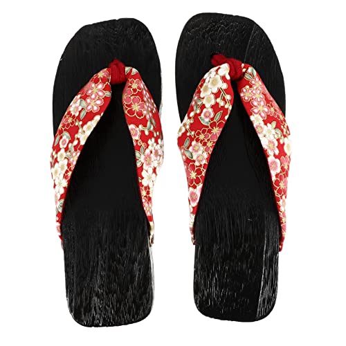 FOMIYES Damen Sommer Clogs Holz Sandalen Rutschfest Hoher Absatz Japanische Flip Flops Bequeme Modische Bade und Strandschuhe mit Stabiler Sohle und Traditionellem Design von FOMIYES