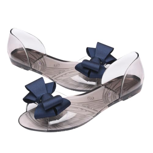FOMIYES Damen Sommer Sandalen Flache Jelly Schuhe mit Schleife Offene Zehen Strand Schuhe Leicht und Langlebig für Strand und Alltag von FOMIYES
