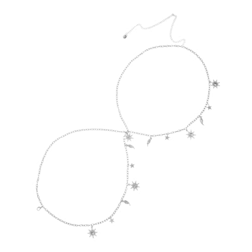 FOMIYES Damen Taillenkette aus Metall mit Doppel-layer Sonne und Mond Design Verstellbarer Bauchkettengürtel Modisches Accessoire für Kleider Jeans und Partys Silberfarbene Hüftkette von FOMIYES