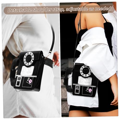 FOMIYES Damen Umhängetasche Telefonform Verstellbarer Schultergurt PU Crossbody Bag mit Großem Fassungsvermögen Praktisch Stylisch Schwarz von FOMIYES