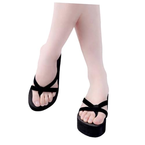 FOMIYES Damen Wedges Sandalen Flops mit Keilabsatz Rutschfest Leicht und Vielseitig für Strand Freizeit und Alltag Schwarz von FOMIYES