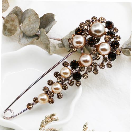 FOMIYES Damenbrosche mit Perlen und Strass Anstecknadel für Kleidung Taschen und Schals Langlebiger Schmuckpin Kaffee Gold Einzigartiges Accessoire für Frauen von FOMIYES