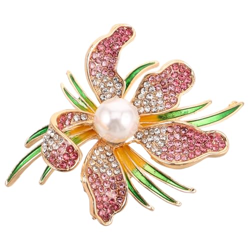 FOMIYES Damenbrosche mit Perlenbesatz Orchideenform Zarte Anstecknadel für Kleid und Schal Langlebige Zinklegierung Vielseitiges Modeschmuck Accessoire von FOMIYES