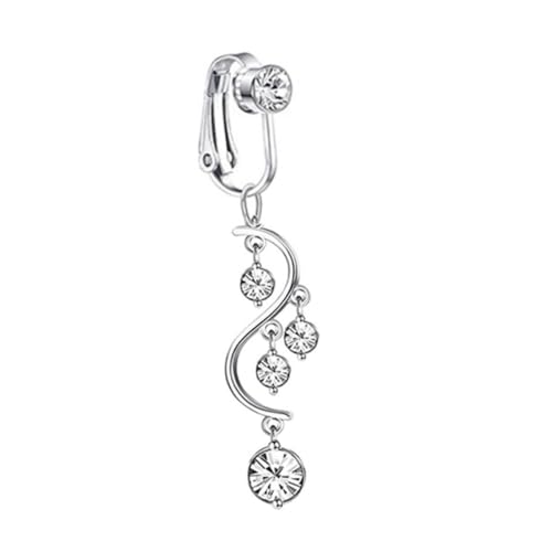 FOMIYES Dangle Bauchnabelring Piercing frei mit Zirkonia Edelstahl Bauchschmuck für Damen Funkelnder Clip Belly Button Ring Modischer Körperschmuck Hautfreundlich und Wiederverwendbar von FOMIYES