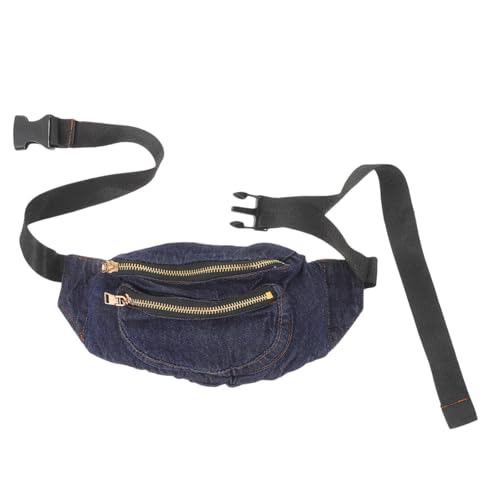 FOMIYES Denim Bauchtasche Damen Crossbody Pouch Leicht Verstellbar Jeansstoff Hüfttasche Brusttasche Dunkelblau von FOMIYES