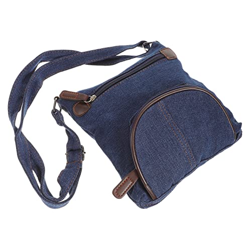FOMIYES Denim Umhängetasche Damen Schultertasche mit Fronttasche Lässige Crossbody Bag aus Robustem Jeansstoff Handtasche Cowboy Blau für Alltag Arbeit und Shopping von FOMIYES