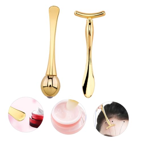 FOMIYES Doppel Ende Augenmassage Stick aus Rostfreiem Zinklegierungs Material mit Förmigem Make Up Löffel und Kühlfunktion zur Cremeaufnahme und Augencreme Einmassierung Tragbar und von FOMIYES