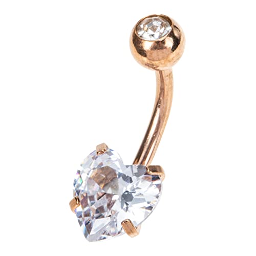 FOMIYES Doppel Zirkonia Herz Nabelring Medizinischem Roségoldfarben Glatte Oberfläche Hautfreundlich Eleganter Bauchnabelpiercing Schmuck für Damen Alltag Party und Arbeit von FOMIYES