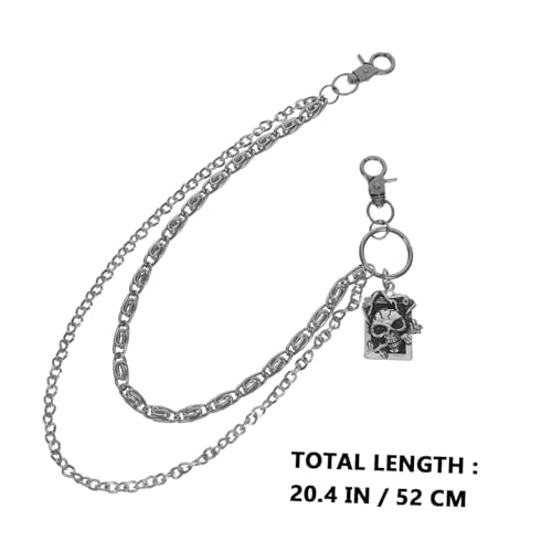 FOMIYES Doppellagige Punk Hosenkette mit Totenkopf Metall Geldbörsenkette Unisex Hüftkette für Herren Damen Hip Hop Gothic Festival Accessoire von FOMIYES