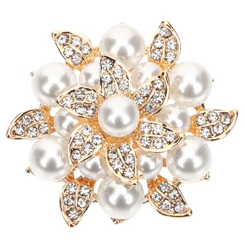 FOMIYES Doppelschichtige Brosche für Frauen Eleganter Schmuck mit Perlen Kristallen für Kleidung Schals Rucksäcke Perfektes für Besondere Anlässe von FOMIYES