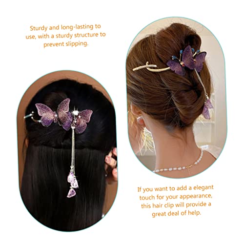 FOMIYES Doppelschmetterling Haarklammer Metall Haarclip mit Quaste Modischer Haarschmuck Damen Bequeme für Alltag und Besondere Anlässe Eleganter Haarspange für Festliche Looks von FOMIYES