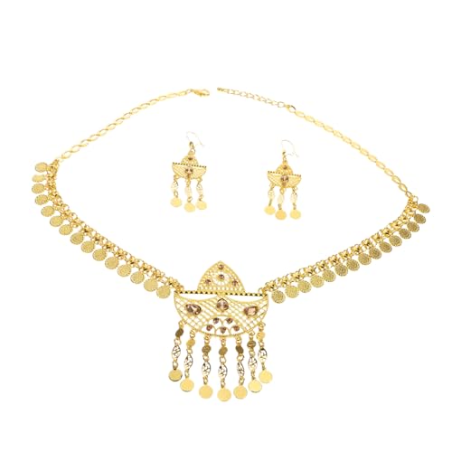 FOMIYES Hochzeitskette Damen Set Mit Ohrringen Münze Quaste Halskette Ohrringe Für Brautjungfer Hochzeit Abendkleid Party Schmuck Zubehör von FOMIYES