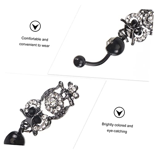 FOMIYES Echt Chirurgischer Bauchnabelring mit Eulen Anhänger Zirkonia Besetzt Langlebig und Komfortabel Modisches Piercing Schmuckstück für Damen und Alltag von FOMIYES