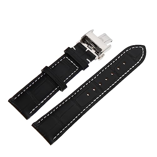 FOMIYES Echtleder Uhrenarmband mit Silberner Butterfly Schließe Bequemes Stilvolles Armband für Herren Damen für Einfach zu Montieren zu Entfernen von FOMIYES