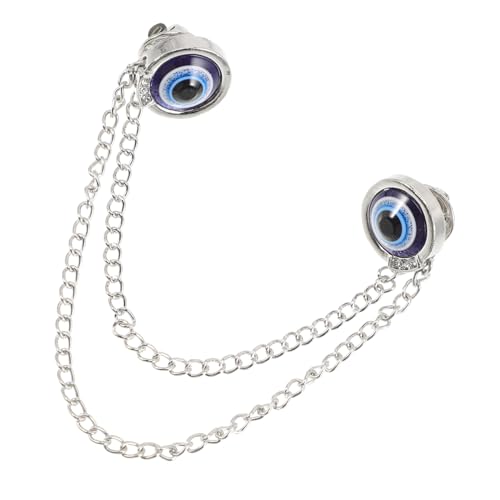 FOMIYES Edelstahl Alloy Kragen Clip mit Blauem Auge Brosche Herren Hemd Kragenclip Kettenanhänger Schalhalter für Pullover und Strickjacke Eleganter Anstecknadel Schmuck von FOMIYES