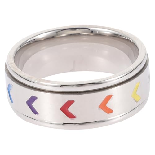 FOMIYES Edelstahl Regenbogenring Drehbar Lgbtq Pride Schmuck Unisex Modisch Bequem für Party Feier Geschenk Geeignet von FOMIYES