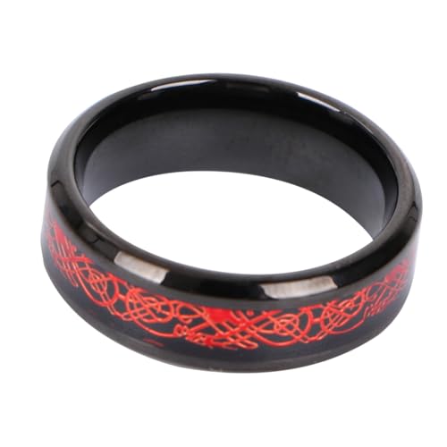 FOMIYES Edelstahl Ring Roter Drachen Schuppen Motiv Leicht Poliert Komfortabel Für Damen Herren Schmuck von FOMIYES