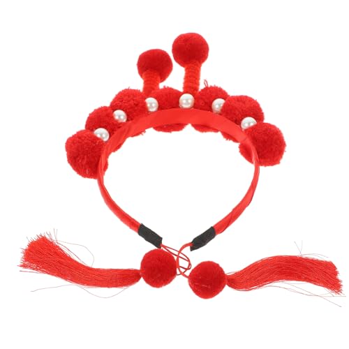 FOMIYES Plüsch-stirnband Mit Quasten 2024 Kopfbedeckung Chinesisches Opern-stirnband Stirnband Im Chinesischen Stil Silvester-tiara Qipao Haarschmuck Haargummi Festlich Mädchen China Stoff von FOMIYES