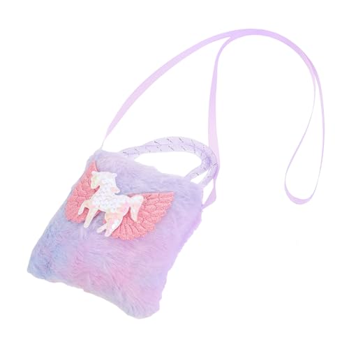 FOMIYES Einhorn Umhängetasche Mädchen Kleine Schultertasche Plüsch Handtasche mit Verstellbarem Gurt Süß für Party Outdoor Alltag von FOMIYES
