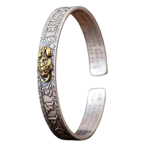 FOMIYES Einstellbares Herren Kupfer Armreif mit Herzsutra Motiv Offener Cuff Bangleschmuck im Retro buddhistischen Stil Chinesisches Armband für Alltag und Party von FOMIYES