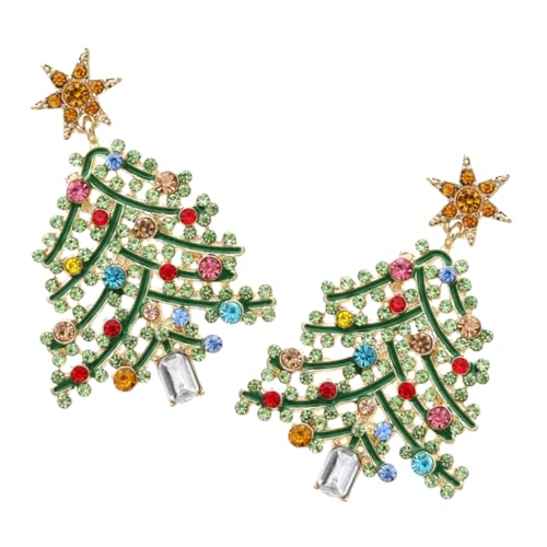 FOMIYES Einzigartige Weihnachts Ohrringe Kreative Hohle Christbaum Form mit Funkelnden Strasssteinen Kleine Ohrstecker für Damen und Herren Festlicher Schmuck für Feiertage und Partys von FOMIYES