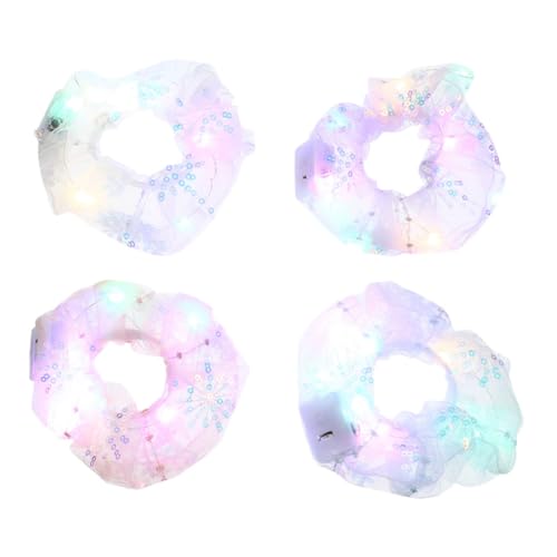 FOMIYES 4stücke Led Haargummis Für Mädchen Leuchtende Scrunchies Mit Pailletten Für Partys Und Tänze Elastische Haargummis Für Frauen Stilvolle Haaraccessoires Für Jede Feier von FOMIYES