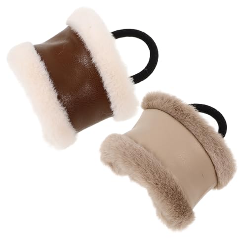 FOMIYES 2-teiliges Haargummi Aus Leder Für Damen Und Mädchen Elastische Pferdeschwanzhalter Dehnbare Haargummis Für Zöpfe Modisches Haar-accessoire Für Den Alltag von FOMIYES