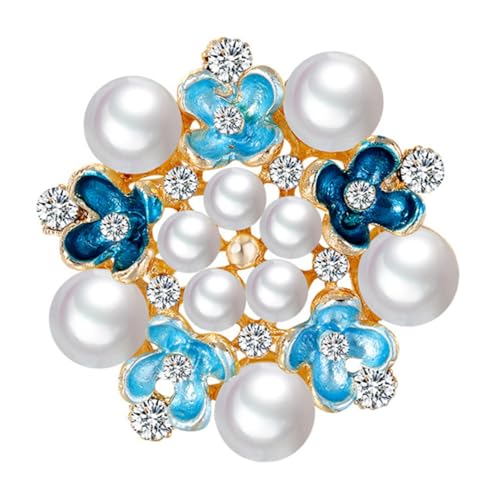 FOMIYES Elegante Damen Brosche mit Strass und Perlen Blumenförmiges Design Langlebige Legierung Modisches Schmuckaccessoire für Hochzeit Party Schal Pullover und Kleid von FOMIYES