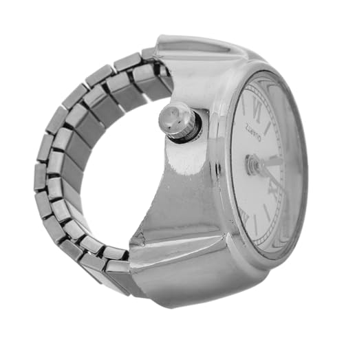 FOMIYES Eleganter Fingertisch Ringuhren Für Damen Fingerringuhr Ringuhr Für Uhr-uhr- Taschenuhren Mechanische Uhr Für Damen Entworfene Uhr Runde Fingeruhr Quarz Silver von FOMIYES