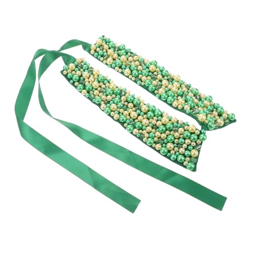 FOMIYES Eleganter Grüner Abnehmbarer Kragen mit Bindeband Handgefertigter Beaded Fake Collar für Partys und Freizeitveranstaltungen von FOMIYES
