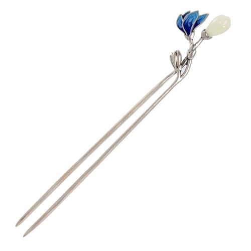 FOMIYES Eleganter Haarschmuck Frauen Jade Blumen Haarstab aus Emaille Cloisonné Antiker Chinesischer Haarstab Doppelter Haarnadel Stab für Braut und Alltag Robustes Legierungs Design von FOMIYES
