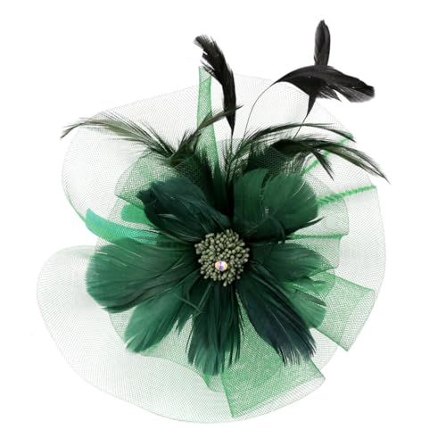 FOMIYES Eleganter Netzstoff Haarschmuck Haarclip und Haarreif Damen Kopfschmuck für Tanz Party Performance und Festliche Anlässe Modisches Doppel design in Dunkelgrün von FOMIYES