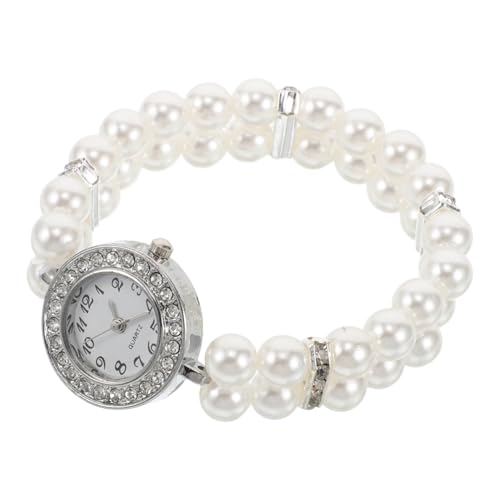FOMIYES Elegantes Perlenarmband Damen mit Strasssteinen Elastisches Doppelreihen Cuff Verstellbar Modischer Armschmuck für Weihnachten Geburtstag Geschenk für Frauen und Mädchen von FOMIYES