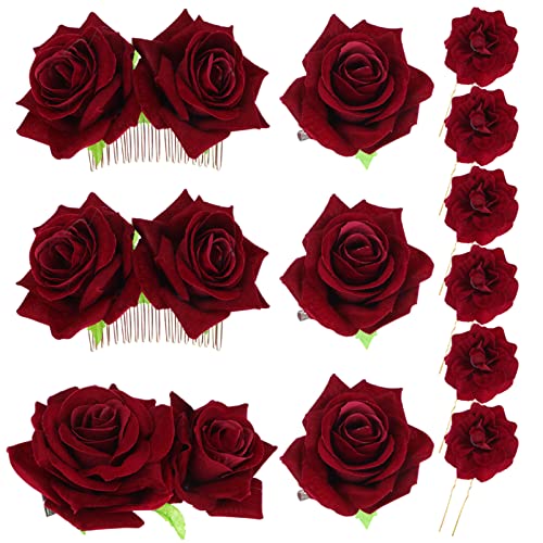 FOMIYES 1 Set Zarter Künstlicher Rosenkopfschmuck Flanell-rosenkopfschmuck-set Box Mit Floralen Haarspangen Für Braut Brautjungfer Blumenmädchen Eleganz Und Schönheit von FOMIYES