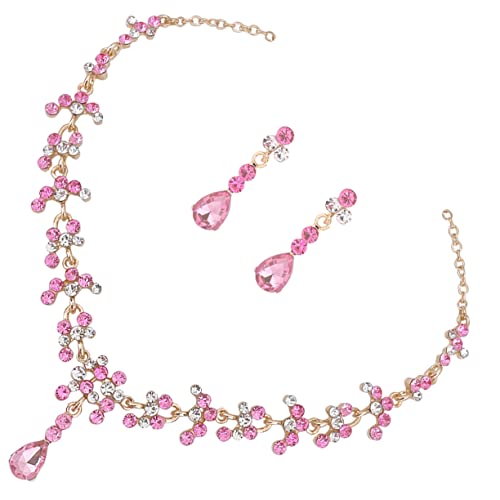 FOMIYES Elegantes Teiliges Schmuckset Damen mit Zartem Halskette und Ohrstecker Hochwertigem Strass und Zinklegierung als Brautschmuck für Hochzeit Party von FOMIYES