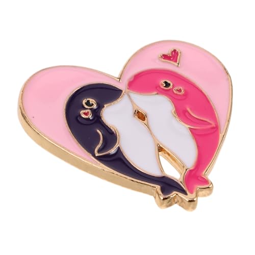 FOMIYES Emaille Anstecknadel Mit Delfinmotiv Herzförmige Brosche Mit Meerestieren Dekoration Kleidung Schmuck Für Kleider Hüte Schals Rucksäcke von FOMIYES