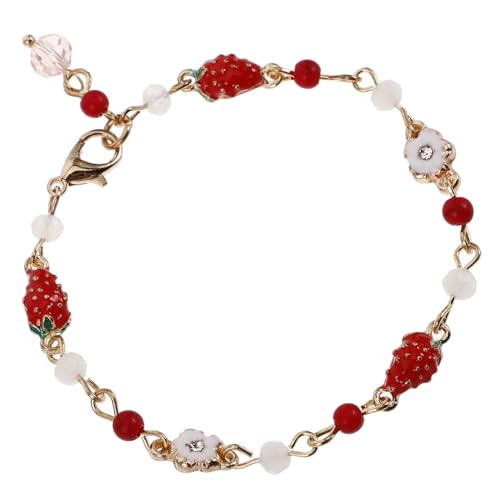 FOMIYES Erdbeer Armband Charms Anhänger Aufbewahrung Von Essstäbchenhaltern Erdbeerperlen Erdbeerpartyzubehör Erdbeer-partygeschenk Cartoon-kaninchen Winzige Reize Stäbchenstand Metall Rot von FOMIYES