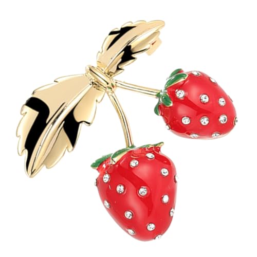 FOMIYES Erdbeer brosche aus Kupfer mit Strass Anstecknadel für Damenkleidung Schal Tasche und Hut Modisches Accessoire für Frauen Sicherer Halt ohne Kleiderschäden von FOMIYES
