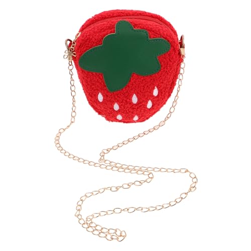 FOMIYES Erdbeerförmige Umhängetasche Für Mädchen Kleine Plüsch-geldbörse Mit Cartoon-Motiv Junge Mädchen-geldbörse in Fruchtform Reisehandtasche Aus Weichem Plüschmaterial von FOMIYES