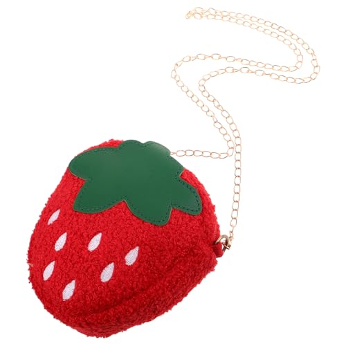 FOMIYES Handtasche Cute Strawberry Crossbody Bag Für Mädchen Leichte Weiche Und Plüschige Umhängetasche Im Fröhlichen Erdbeer-Design Für Sommerausflüge Und Strandreisen von FOMIYES