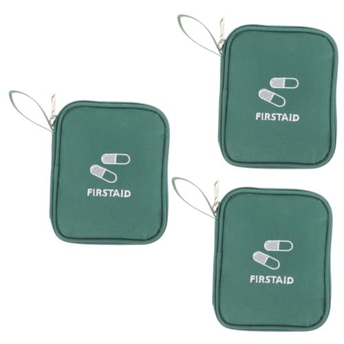 FOMIYES Erste Hilfe Tasche Klein 3 Teiliges Mini Set Mini Beutel Medikamenten Organizer Reise Notfall Set Notfall Reise Aufbewahrungstasche Pille Medizintasche Grünes Oxford Gewebe von FOMIYES