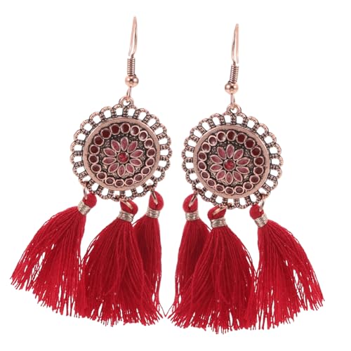 FOMIYES Ethnische Boho Ohrringe Leichte Legierung Chinesische Quasten Traditionelles Design Modischer Schmuck für Festivals Partys Hochzeiten Kulturelle Damenaccessoires von FOMIYES