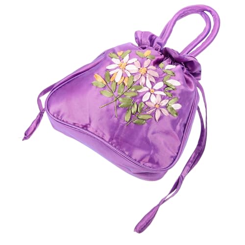 FOMIYES Ethnische Stickerei Handtasche Damen Small Drawstring Bag aus Strapazierfähiger Großer Fassungsvermögen für Handy Schlüssel Kosmetik Vielseitige Umhängetasche für Alltag Party von FOMIYES