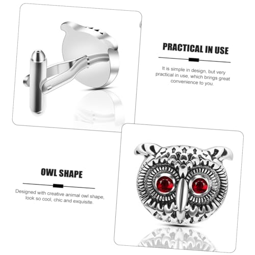 FOMIYES Eulen Manschettenknöpfe aus Silberfarbenem Modisches Herrenaccessoire für Businesshemden und Anzüge für Büro Hochzeit und Festliche Anlässe Teiliges von FOMIYES
