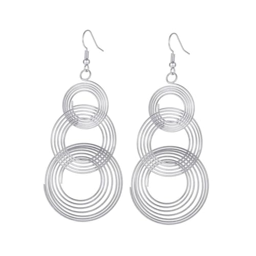 FOMIYES Extravaganter Retro Ohrschmuck Silber Große Mehrlagige Runde Damen Ohrringe Langlebig Elegant Für Alltag Party Hochzeit von FOMIYES
