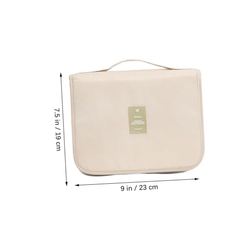 FOMIYES Faltbare Kosmetiktasche mit Haken Aufhängbar Reise Make up Organizer Fassungsvermögen Damen Multifunktionale Schminktasche Beige Für Urlaub Shopping Zuhause von FOMIYES
