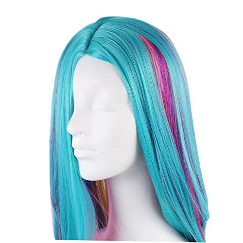 FOMIYES Farbige Perücke Cosplay-party-kopfschmuck Glatte Haarperücken Regenbogen-ombre-perücke Gefärbtes Vollperückenhaar Echthaarperücke Abschlussball Fräulein Hochtemperaturdraht von FOMIYES