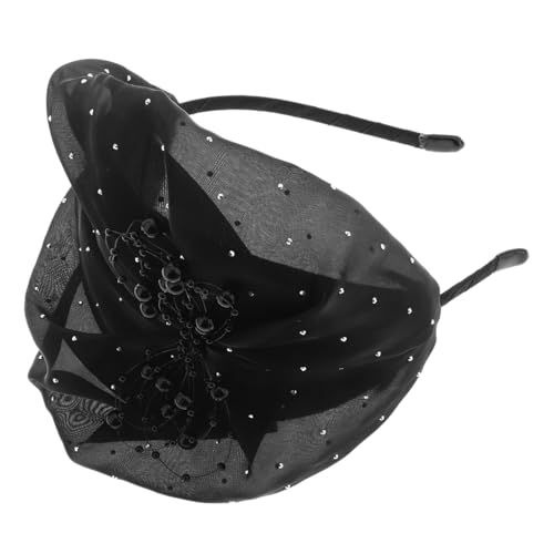 FOMIYES Fascinator Stirnband Damen aus Spitze mit Silbernen Punkten Vielseitiges Mesh Haarband für Hochzeiten Tea Party und Festliche Events Stilvolles und Einfaches Haarschmuck von FOMIYES